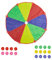 Relaxdays Schwungtuch Kinder, Ø 3,5 m, 20 Bälle, 8 Griffe, Schwingtuch, Regenbogen Tuch draußen, Fallschirm Spiel, bunt