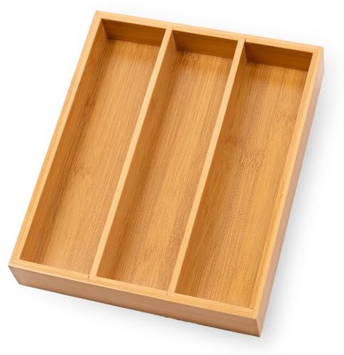 Fibogollo Organiseur de tiroir en bambou pour ustensiles de cuisine, couverts, ustensiles