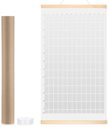 Fullhawl 4000 Weeks - Weeks of My Life Calendar 100-years Life Memento Mori Weeks Canvas Calendar Memento Mori Wall Calendar Poster for Time Management Home Office Wall Decoration