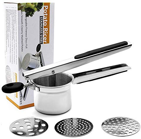 Prensa de Papa, Estampadores de Papa de Acero Inoxidable 3 Rodajas Intercambiables de Spaetzle para puré de Papas Spaetzle Fideos de Fideos para Fines, Medianos y ásperos