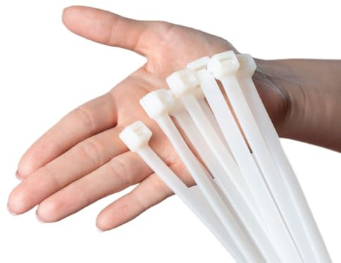 ERKO Bridas para Cables Blanco 450 x 7,6 mm 25 piezas Ultra fuertes 54 kg de resistencia a la tracción, Largo, Resistente a temperatura, Para Oficina, Hogar, Exteriores