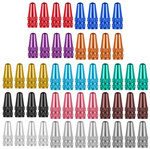 Guduling Lot de 52 bouchons de valve de vélo, bouchons de valve de vélo français, bouchons de valve anti-poussière en aluminium universels Presta pour vélos, 13 couleurs