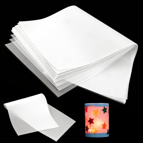 SLTAXAR Lot de 25 découpes de lanternes - Papier transparent - 22 x 51 cm - 93 g/m² - Blanc - Rond - Pour lanternes, travaux manuels, fête du mardi, images de fenêtre, papier d'architecte