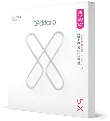 D'Addario Bass Guitar Strings, XS Coated Electric, XSB45130, Regular Light 45-130, 5-String Set, Pack of 1