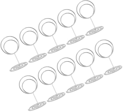 DECORNIJIA Lot de 10 Pinces en Fer pour Support de Note et Porte-Cartes de Table Argentées 50 MM Rondes Porte-Mémos Polyvalent pour Menus Photos et Numéros de Table pour Événements et
