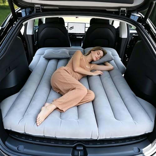 Liphier Bilmadrass Gäller för Tesla Model Y Madrass för Camp Resor | 195 Cm X 130 Cm, Med Uppblåsbar Pump, Hög Bärkraft på 300kg, 4 Separata Gaskammare, Robust PVC-Material, Vikbar