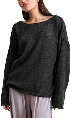 Dam rund hals genomskinlig öppen stickad solskyddande pullover topp | Klocka långärmad ihålig lätt tröja, höst sommar lös solid