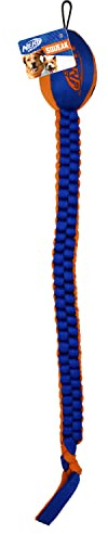 Nerf Dog Vortex Chain Tug Dog Toy with Squeaker Football Head, Lightweight, Durable, Water Resistant, 30 Inches, For Medium to Extra-Large Breeds, Single Unit (3474)