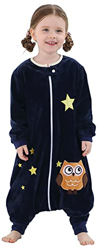 MICHLEY Baby Sleeping Bag Sack Long Sleeve with Feet Winter Swaddle Wearable Blanket for Boys Girls,Owl,1-3Years