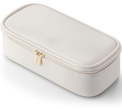 Vlando Reise Kosmetiktasche Klein, Make Up Tasche Damen, Tragbare Cosmetic Bag Organizer, Multifunktionale Schminktasche Damen aus wasserdichte Leder