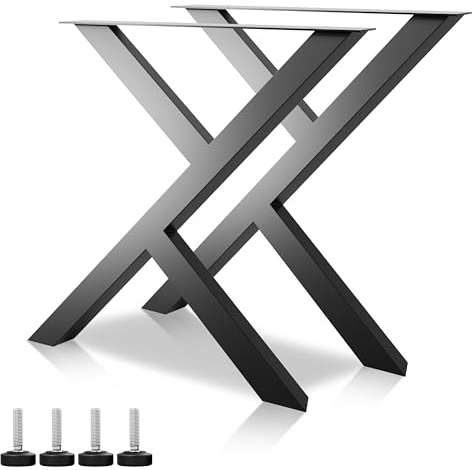 MetaloPro 2 Stück Tischbeine-Metall Schwarz 72cm I Schwerlast Tischfüße Schreibtisch Esstisch Tischgestell Tischfüsse Tischuntergestell Beine Tisch Füße Schreibtischbeine Table-Legs Möbel Deko
