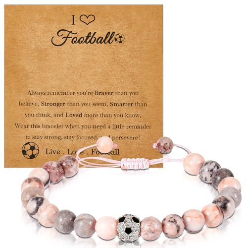 Otuuz Fußballspieler Geschenk für Mädchen Fußball Armband mit Karte Fußballfan Armband Geschenk für Teenager Inspirierender Fußball Schmuck für Sport Team Liebhaber