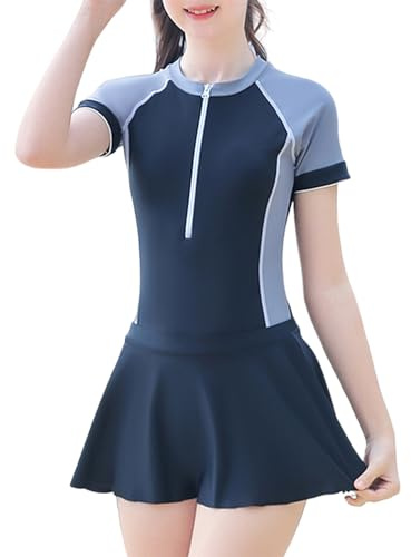 Happy Cherry - Bebé Niña Bañador Verano Niñas Traje de Baño para Natación Playa Surf Infantil Ropa de Baño de Una Pieza Niñas Manga Corta Protección UV - 11-13 Años - Negro