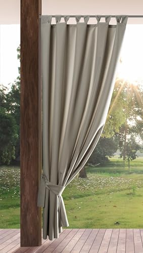 Eurofirany Garden Outdoor Vorhang mit Klett-Schlaufen, 1 Stück, Blickdicht & Wetterfest, UV-Schutz, für Balkon Terrasse Pergola Pavillon, H200 x B155 cm, Cappuccino