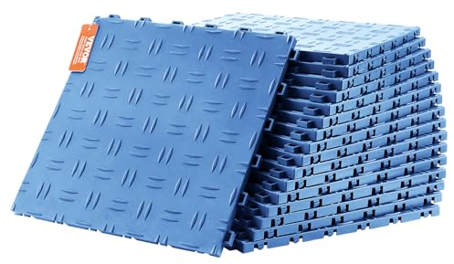 VEVOR Dalles de Garage emboîtables, Lot de 50, carrelage PP de revêtement de Sol Garage, 305 x 305 x 13,4 mm, Texture Double Face antidérapante, pour garages, sous-sols, ateliers de réparation, Bleu