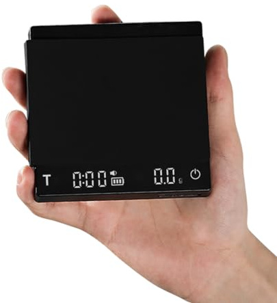 MHW-3BOMBER Mini Kaffewaage mit Timer, Wiederaufladbare Espresso Waage mit Schwerkraftsensor, 2kg/0,1g Präzisionswaage für Espresso & Pour-Over Kaffee, Digitale Küchenwaage, Schwarz,ES6029B-OS