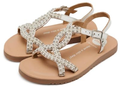 GIOSEPPO Garçon Fille Komensky Sandale Plate, Blanc, 27 EU