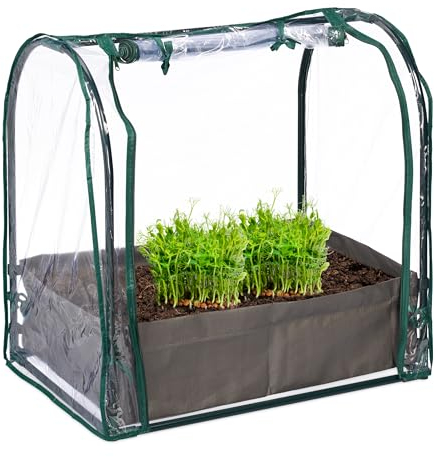 Relaxdays Mini Serre avec Sac de Plantation, HLP : 70x68x50 cm, Film en PVC, Fermeture à glissière, Transparent/Vert