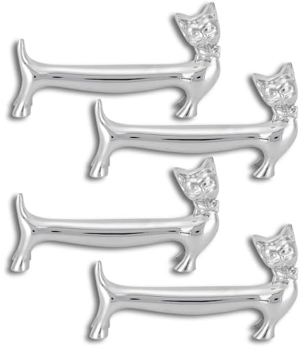 Palos de comedor de descanso, 4 piezas lindo gato palos de comedor de descanso de acero inoxidable palos de comedor de descanso de la cena cuchara soporte cuchillo tenedor cuchillo de descanso y palos