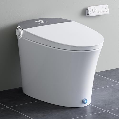 Uncle Brown Smart Toilet with Powerful Flush, for Low Water Pressure, Luxury Smart Toilet built-in bidet with Instant Warm Water, Auto Open& Close Lid and Kick Control, Deodorization, Night Light