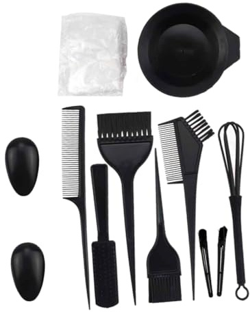 NOLITOY Kit para Teñir el Cabello 12 Piezas Resistente al Calor Reutilizable para Uso Profesional y Doméstico Cepillo, Cuencos, Cubiertas para Orejas en Salones y Hogares