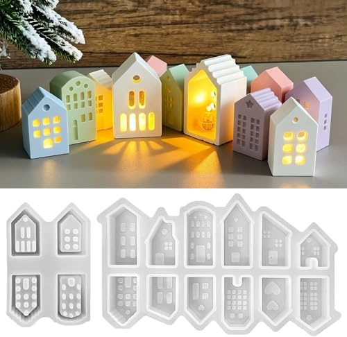 ZYEKIU Moule en Silicone pour Maison 16 Pièces Platre pour Moulage Maison