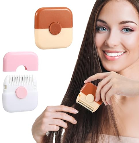 Mabor 2Pcs 2 in 1 Split End Hair Trimmer, Razor Combs for Hair Cutting Women, Double-Sided Manual Trimmer Combs, Pink & Orange