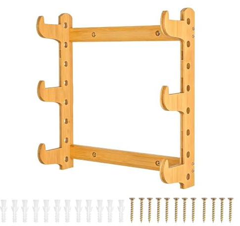 Pvnoocy Étagère à arc, support mural pour arc, support multicouche en bambou, support d'arc, support d'arc, support universel pour arc, support pour arc, compound arc longbow