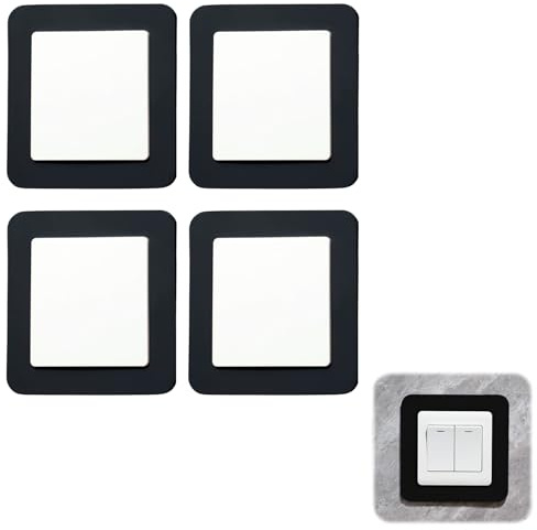 4 PCS Light Switch Covers, Premium Light Switch Cover Plates with Strong Adhesive Backing, Standard Size, Elegant Wall Protection for Your Home (Black)