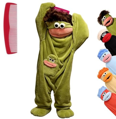 Big Mouth Monster Onesie Adult Funny Silly Onesie | Flannel Long Sleeves Hooded One-Piece Halloween Costumes Cute Cartoon Party Jumpsuit Cozy Home Loungewear (No Shoes Included)