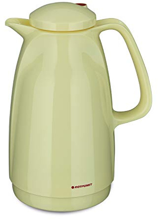 ROTPUNKT Isolierkanne 227 Bella 1,5 l | Zweifunktions-Drehverschluss | BPA-frei - gesundes Trinken | Made in Germany | Warm + Kalthaltung | Glaseinsatz | Vanilla
