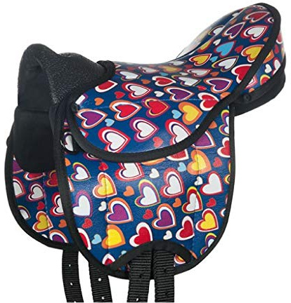 HKM Colourful Selle pour Shetland set Coeur/Bleu Marine 12 cm