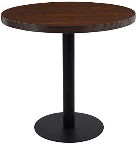 vidaXL Mesa de Bistró Mueble de Comedor Bar Barra Cafetería Restaurante Decoración Jardín Exterior Terraza con Tabla Redonda MDF Marrón Oscuro 80cm