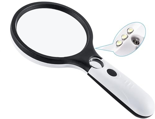 Lupe mit Licht, 4X 30X Leselupe mit 4 LEDs, Hohe Klarheit und Leichtgewicht Handlupe mit Zwei Lupen für Ältere Lesen, Kinder Hobbybeobachtung, Juwelier Bewertung Schmuck