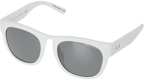 Armani Exchange Herren Sonnenbrille Gestell Weiß Matt Verspiegelte Silber-Gläser Grau 55mm Matt Weiß Matt, mattweiß