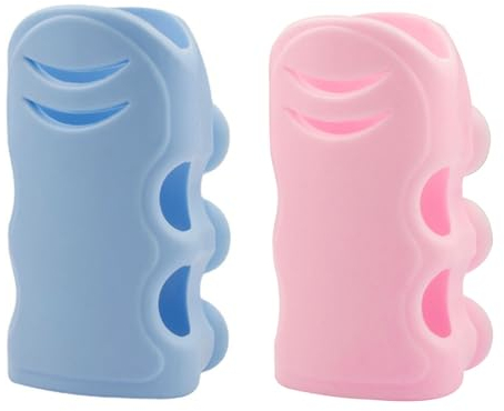 2Pcs Shower Head Holder Silicone Shower Head Holder Adjustable Shower Head Bracket Wall Mounting Suction Cup Bracket for Standard Shower Hose Broom Mop (Blue+Pink)