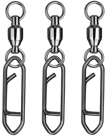 Atibin Snap Connector Fishing Swivels Stainless Bearing Ball Snap Swivels Steel Quick Change Fishing Clips Swivel Black Nickel, 25pcs, 44lbs