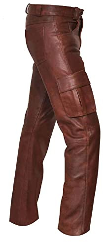 Darringls Lederhose Herren Übergrösse Lederhosen Schwarz Lang Motorradhosen Vintage Trachtenlederhose-Lederjeans-Bikerjeans Lackleder-Hose Rockerjeans Motorrad Biker Hosen Arbeitshosen