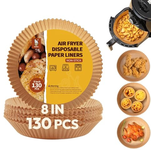 Katbite Bakpapper för varmluftsfritös för ninja, Philips och mer – 120 stycken 20 cm runda pappersinsatser engångs varmluftsfritös bakpapper för rostning, airfryer bakpapper