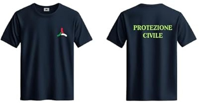 Generico Maglietta t-Shirt Protezione Civile Maglietta su T-Shirt Manica Corta di Ottima qualita' JHK Magliette 100% Cotone 150 Grammi (IT, Testo, S, Regular, Regular, Blu Navy)