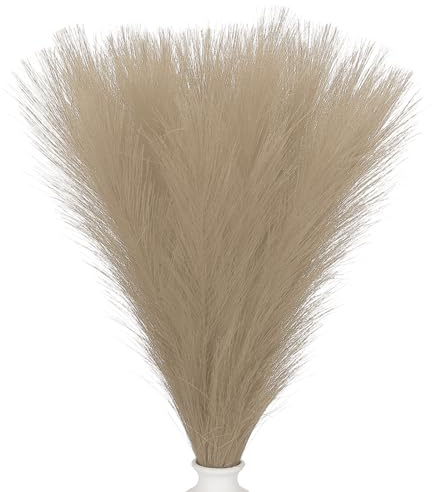 PATIKIL 21.7in Pampas Grass Decor, 30pcs Artificial Pampas Grass Bulk Fluffy Faux Pampas Grass Small Dried, Brown