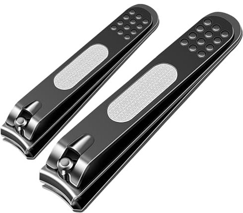 WOLMIK Set di 2 tagliaunghie in acciaio inox, ergonomico, adatto per uomini e donne