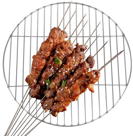 Canasta de parrilla, barbacoa de barbacoa de canasta de parrilla, rejillas de rejilla de parrilla, rejilla para cocinar acero inoxidable accesorios redondos para pescado, camarones, verduras