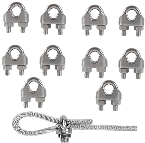 Rshuhx M6 Morsetti Serracavo Morsetto per Cavo in Acciaio Inox 304 Tirante Cavo Acciaio a Forma di U Serracavo Adatto per Appendere vele Ombreggianti luci da Giardino Sospese 10pcs