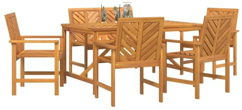 vidaXL Set da Pranzo per Giardino 6 PCS Marrone, Set da Pranzo in Acacia per terrazzo, Tavolo Moderno, Arredamento da Esterno, Raduno in Giardino