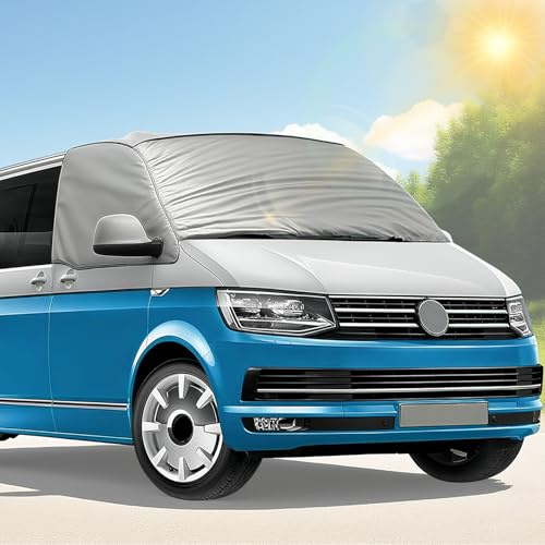 ELNLE Cubierta para parabrisas delantero para VW T5 T6, protección contra nieve y sol, recubrimiento plateado para VW Autocaravana