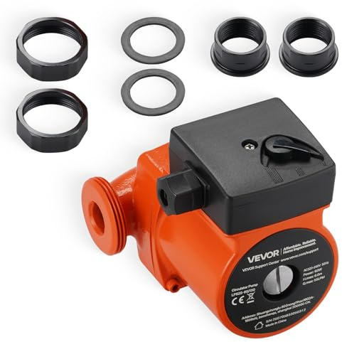 VEVOR Pompe de circulation d'eau chaude en fonte, pompe de chauffage à haut rendement 55 L/min, raccord fileté, réglage à 3 vitesses, fonctionnement silencieux, pour système de chauffage domestique