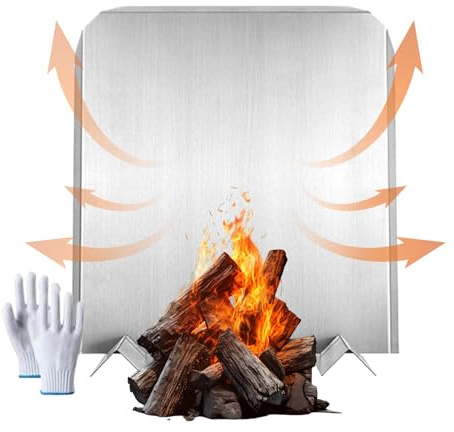 Placa reflectora de chimenea | Panel de calor para el invierno, pared trasera de acero inoxidable como reflector de calor para chimenea, para habitaciones de invitados, salón, cafetería, apartamento