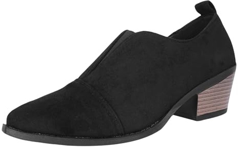 DFSDJEUW ladies ankle boots Ankle Boots for Women Uk Wide Fit Walking Shoes Comfortable Waterproof Pull on Short Booties Warm Lined Low Heel Calf Wellies Fashion cowboy for girls Black 5.5