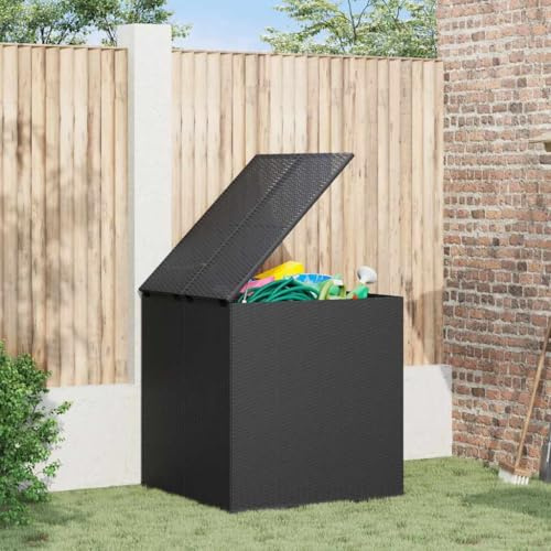 Genérico Baúl de Cojines para jardín de ratán PE Negro 100x97,5x104 cm,Mobiliario,Muebles de jardín,Cajas de almacenaje para exteriores-317226